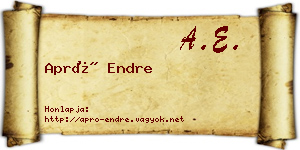 Apró Endre névjegykártya